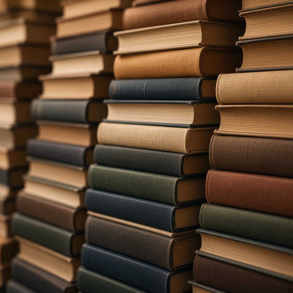 Kapalı kitap yığınları